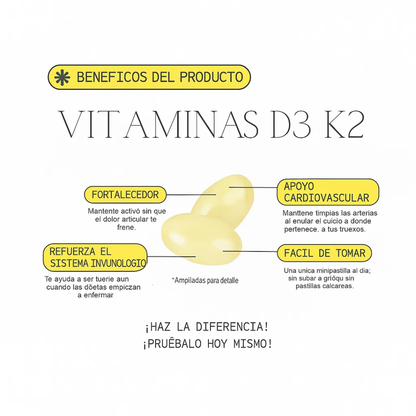 Cápsulas blandas de aceite de coco D3+K2 (MK7)